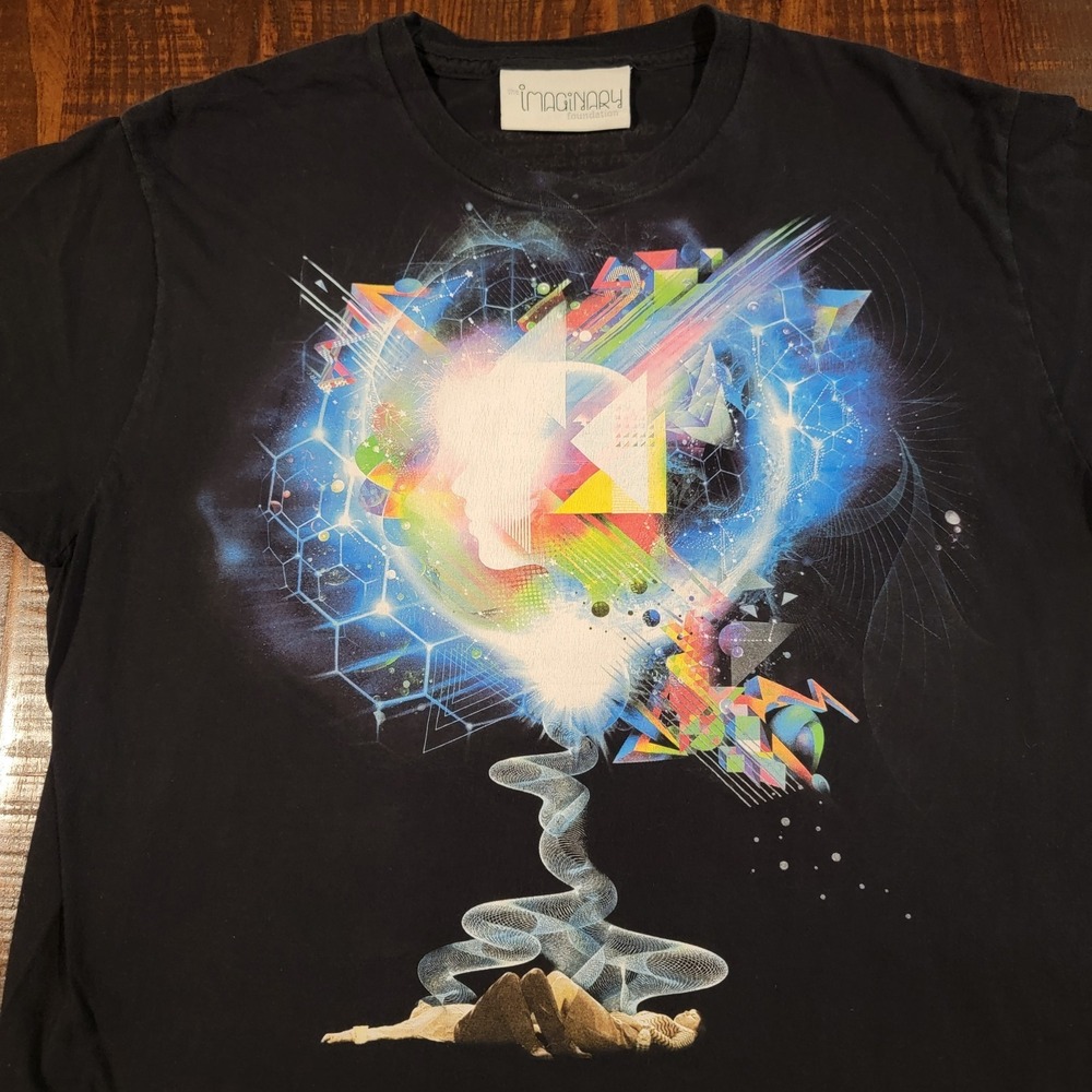 The Imaginary Foundation T-Shirt Large Vintage Y2K Black Dream Together Reality